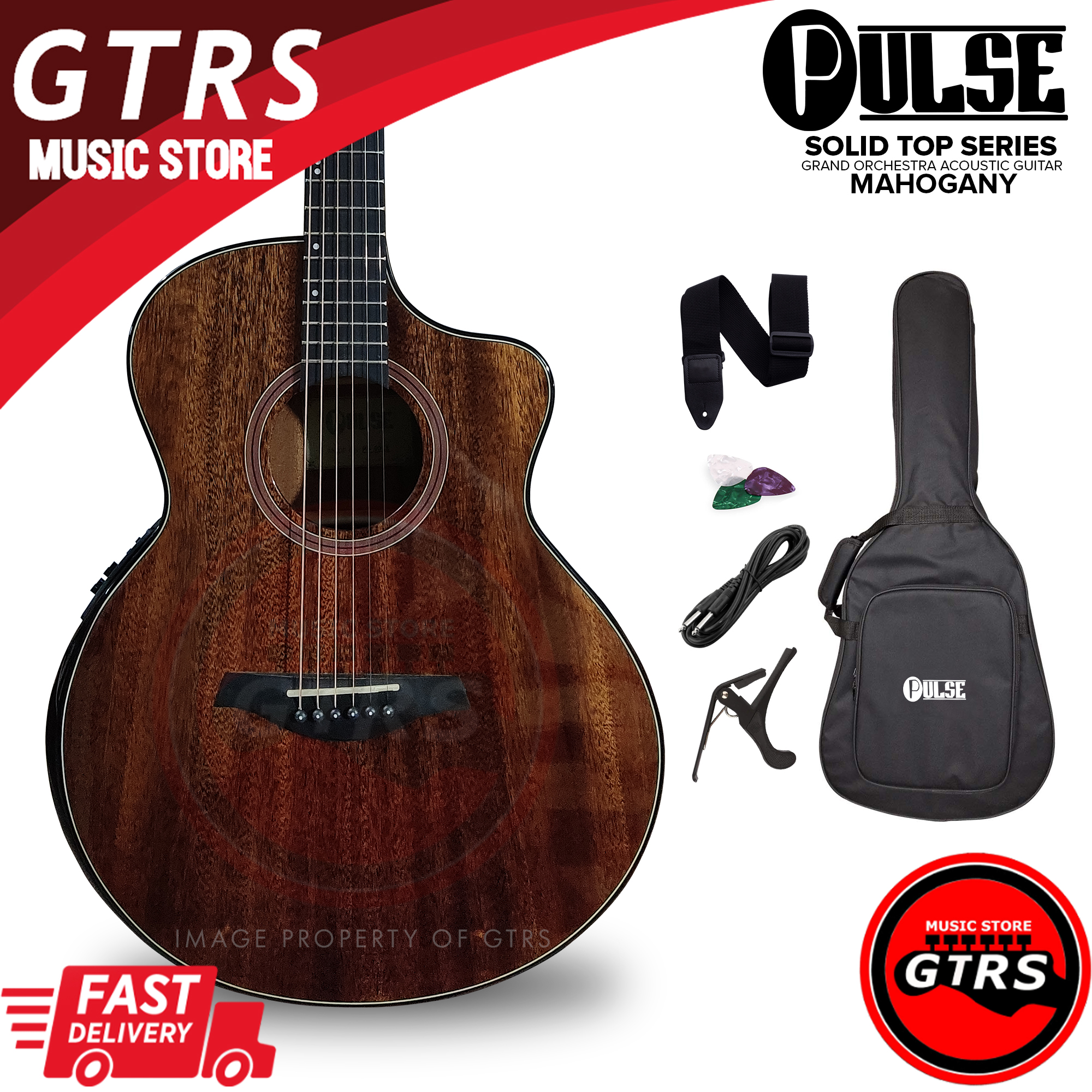 Pulse Solid Top Series Acoustic Guitar (MAHOGANY) with 4EQ Preamp and