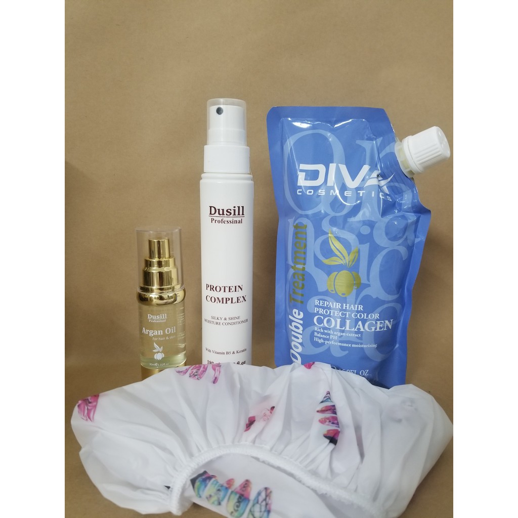 Kem ủ tóc collagen Diva ,hấp collagen phục hồi tóc hư tổn túi 500ml AZ008 tặng nón trùm ủ tóc