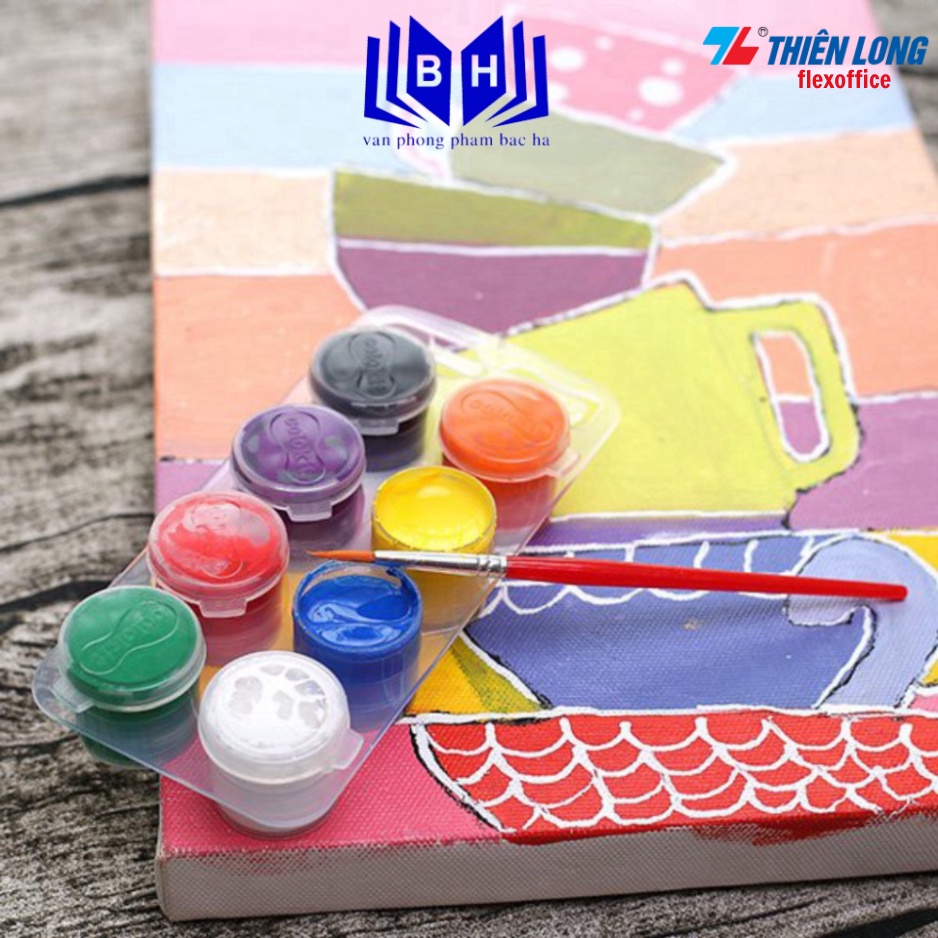 Bộ 8 lọ màu nước thiên long waco-c06 - vỉ 8 màu nước