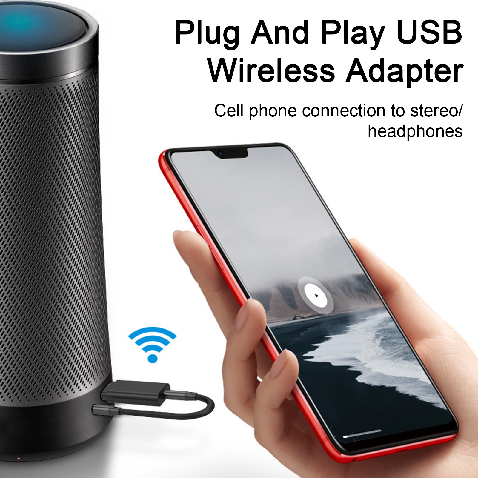 Bluetooth-compatible 5.0 Audio Adapter Plug-and-play Bluetooth-compatible Adapter Wireless Audio Adapter Bluetooth 5.0 Transmitter Receiver for Car Stereo Tv Headphones More Low Latency Plug