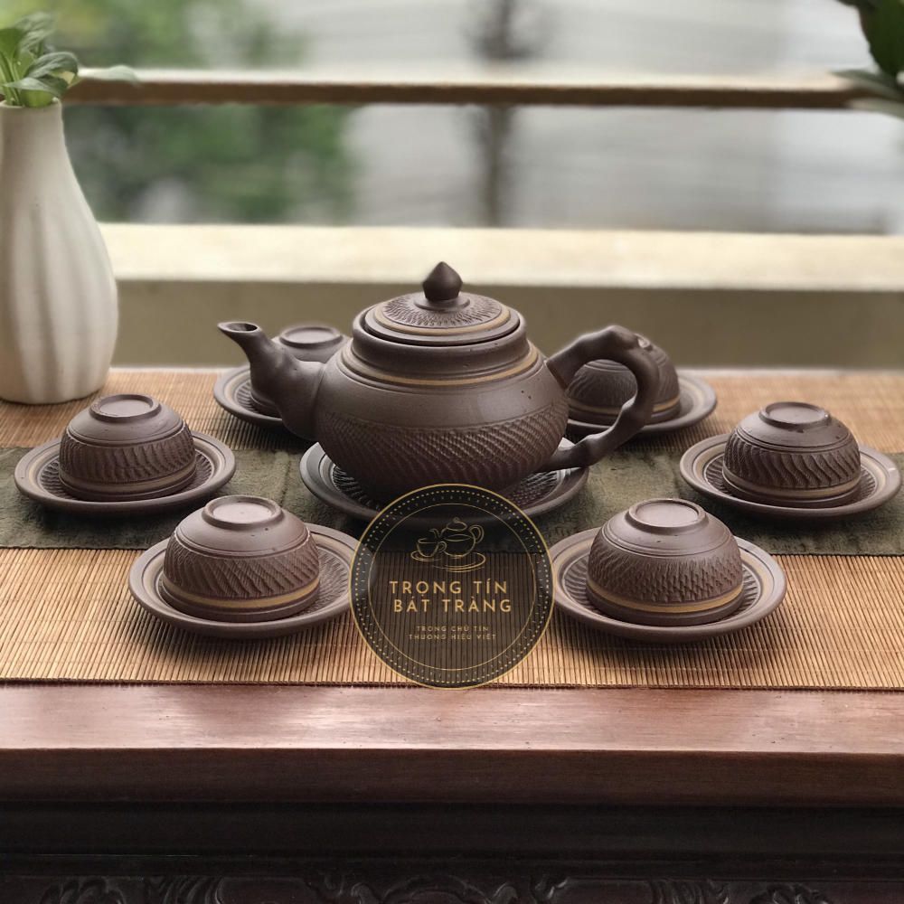 Ấm trà đạo gốm tử sa bát tràng trơn dáng đoạn trúc dung tích 230ml atsml 20