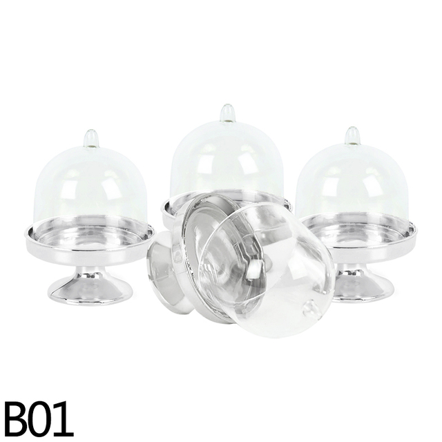 Cake%20Plate%20With%20Dome%20Cover%20Gold%20Silver%204/8%20Pieces%20Clear%20Plastic%20Mini%20Cake%20Box%20Dome%20Box%20Wedding%20Birthday%20Box%20-%20Image%202