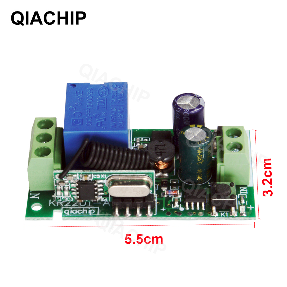 Qiachip 433 Mhz Ac 85v 110v 220v 1 Ch Wireless Remote Control Relay ...