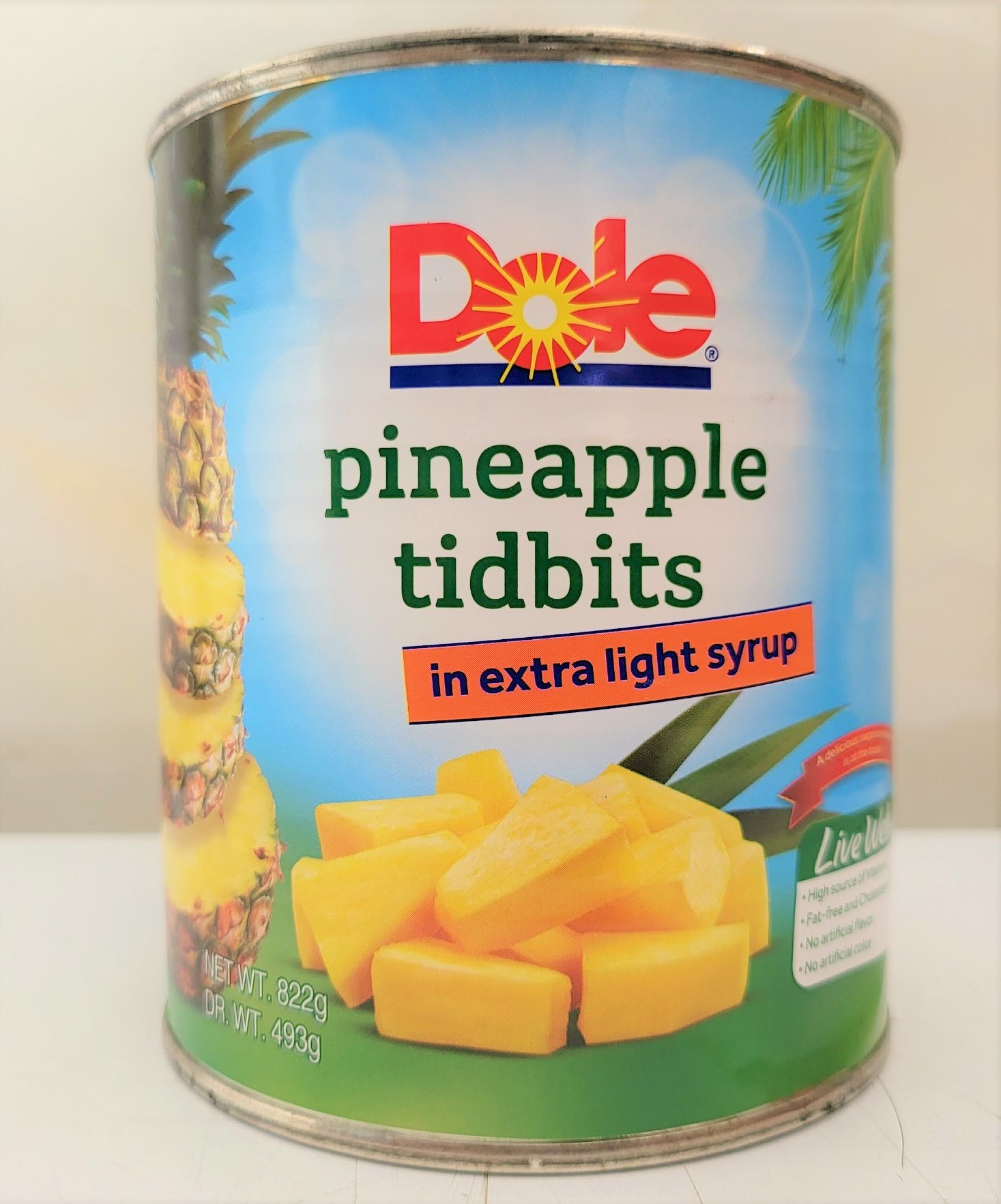 [Hộp 822g – MIẾNG NHỎ] DỨA TƯƠI NGÂM SI RÔ [Philippines] DOLE Pineapple Tidbits in Extra Light Syrup (halal)