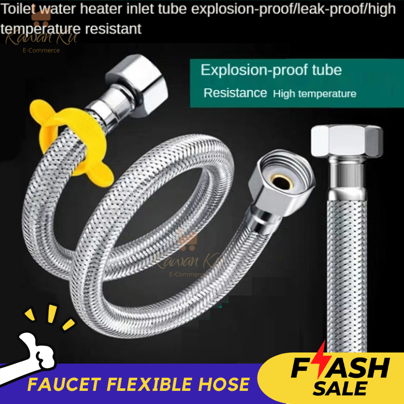 🔥40cm100cm SUS304 Stainless Steel Bathroom Toilet Flexible Hose Faucet