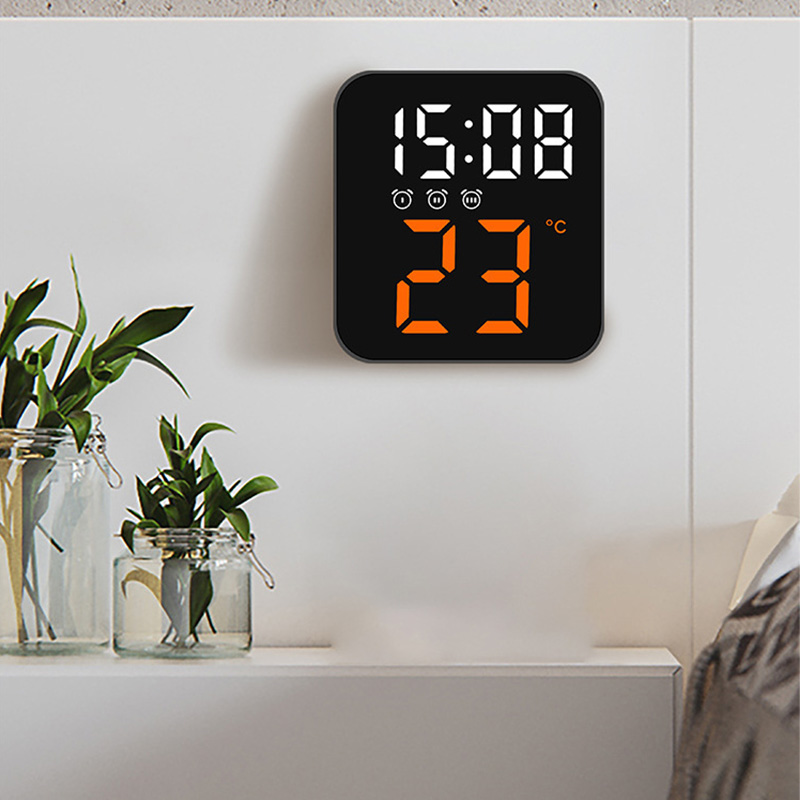 Electronic clock Creative temperature clock simple LED three sets of alarm clock porch wall clock multi-scene practical clock