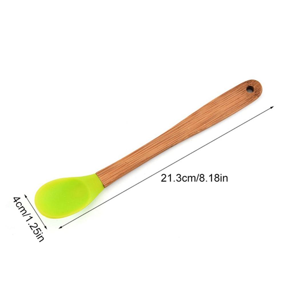 DKVNK Cookie Pastry Wooden Handle Mini Non-stick Silicone Brush Cake Scraper Baking Tools Spatula