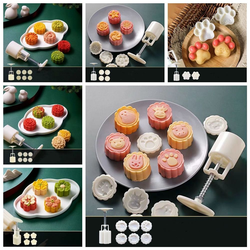 DIY Baking 3D Mooncake Mold Flower-shaped Mini Size Cookie Mould Reusable Hand-pressed Pastry Making Tools Cooking.
