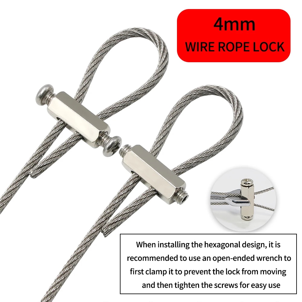 1-4mm Adjustable Steel Wire Rope Buckle Clamp for DIY Lamp Hanging Clamps  Telescopic Double Hole Thread Locker Clamps