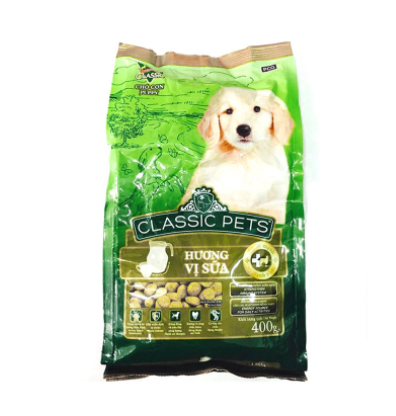 Thức ăn cho chó nhỏ- hạt classic pets vị sữa 400g.