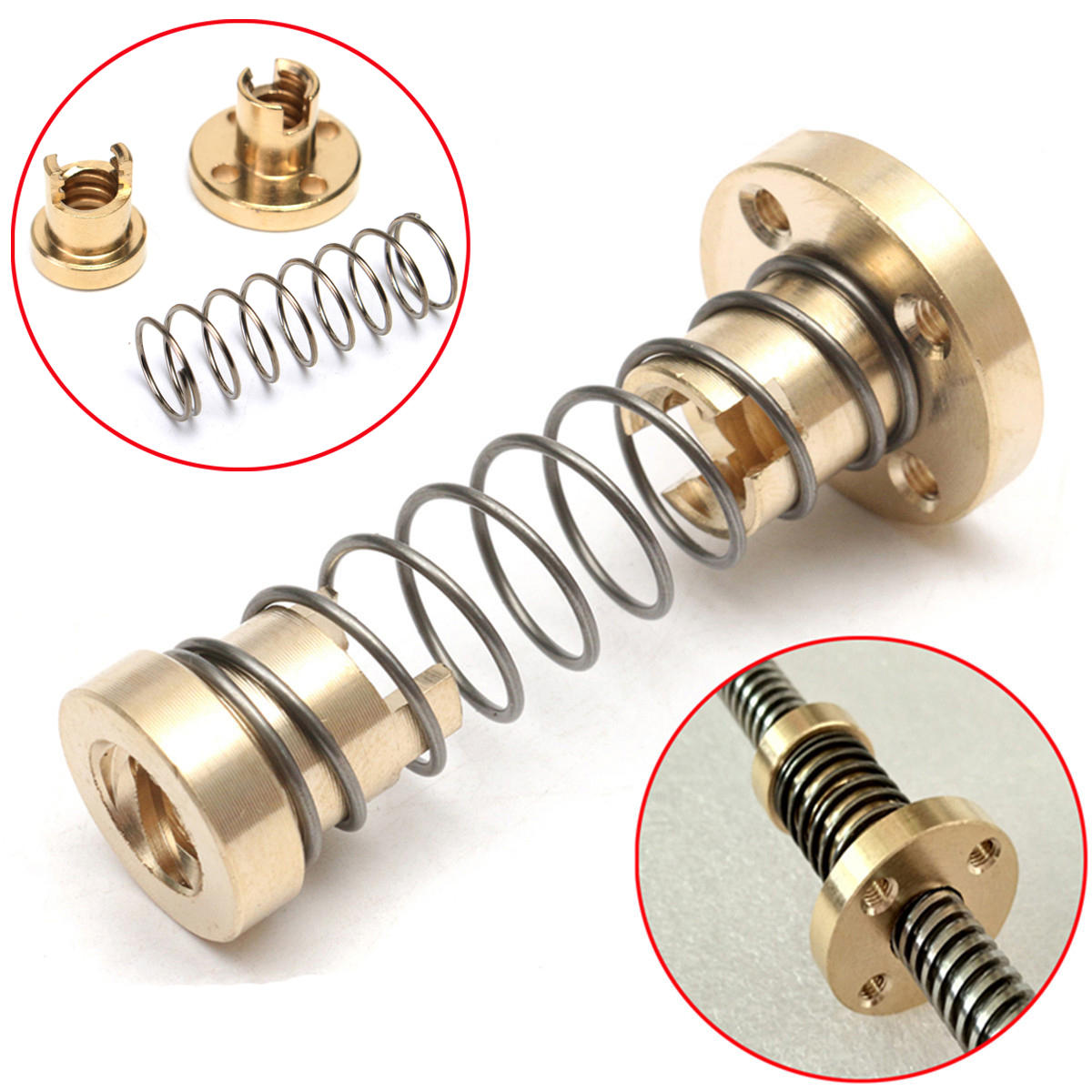 【Duoupa Store】T8 Lead Screw Nut 8mm Lead Nuts Anti-Backlash Spring Loaded Elimination Gap for Reprap Z axis C.