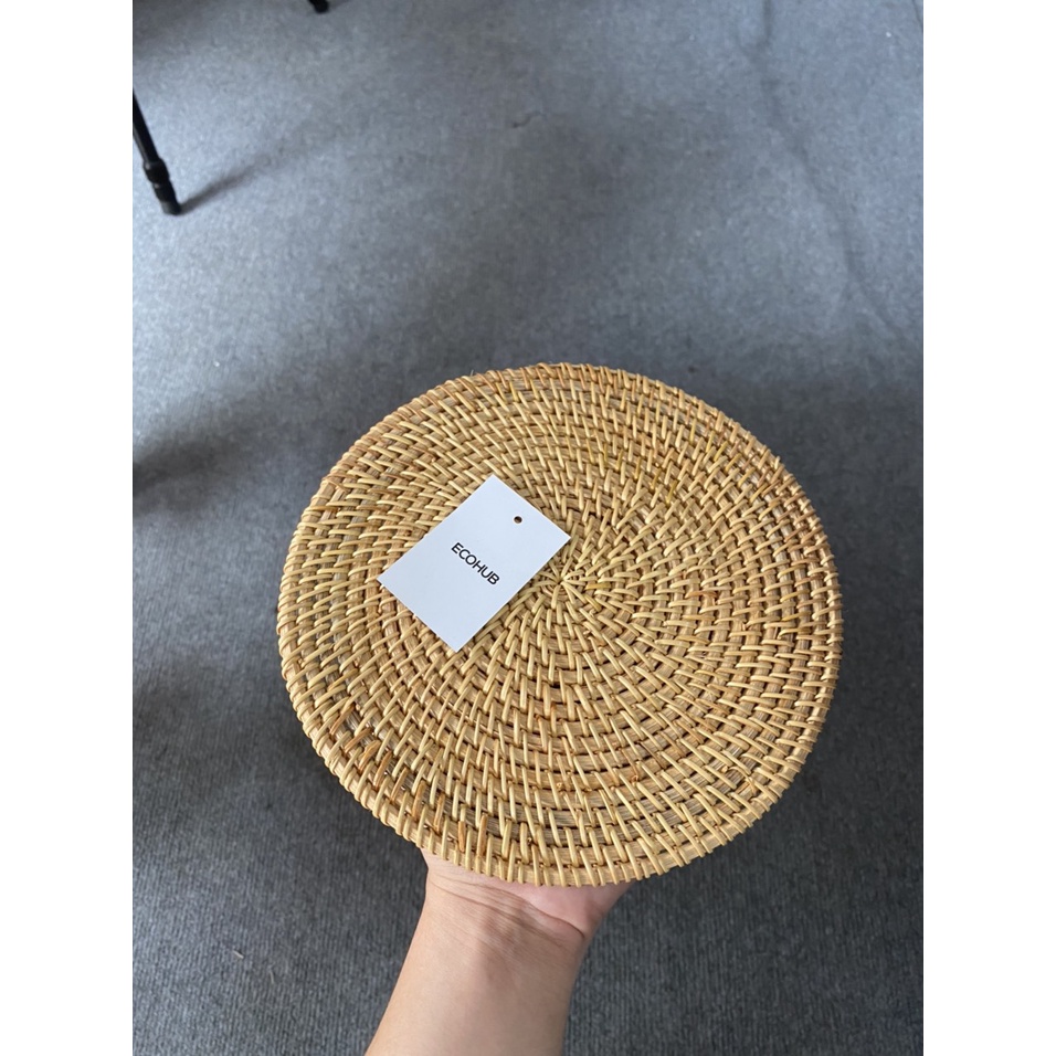 Bộ 3 Khay mây guột đan hình tam giác thủ công ECOHUB đựng hoa quả, đồ ăn, decor, không bị mốc tiện dụng