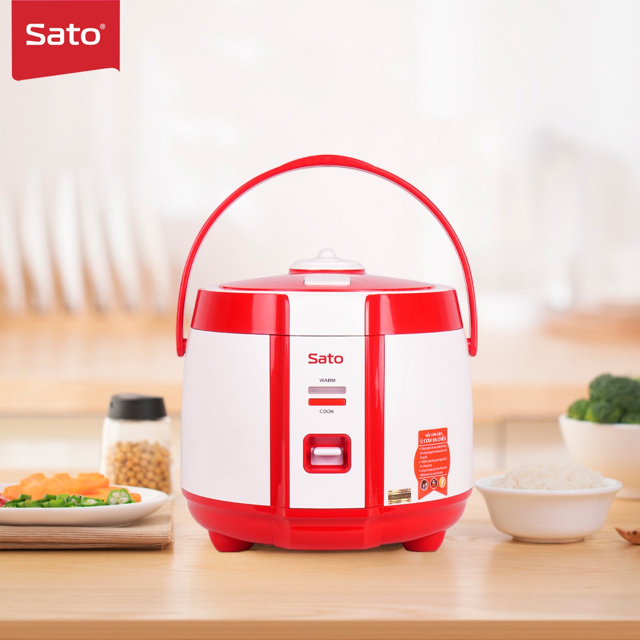 Nồi cơm điện quai xách 1.8L Sato 18F041