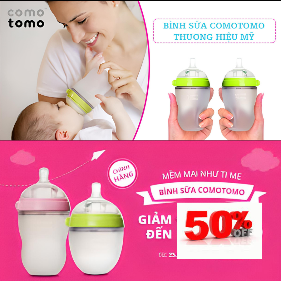 [ BÌNH SỮA  ]💁💁Bình Sữa Comotomo 150ml/250ml 💁💁Núm Silicon Siêu Mềm