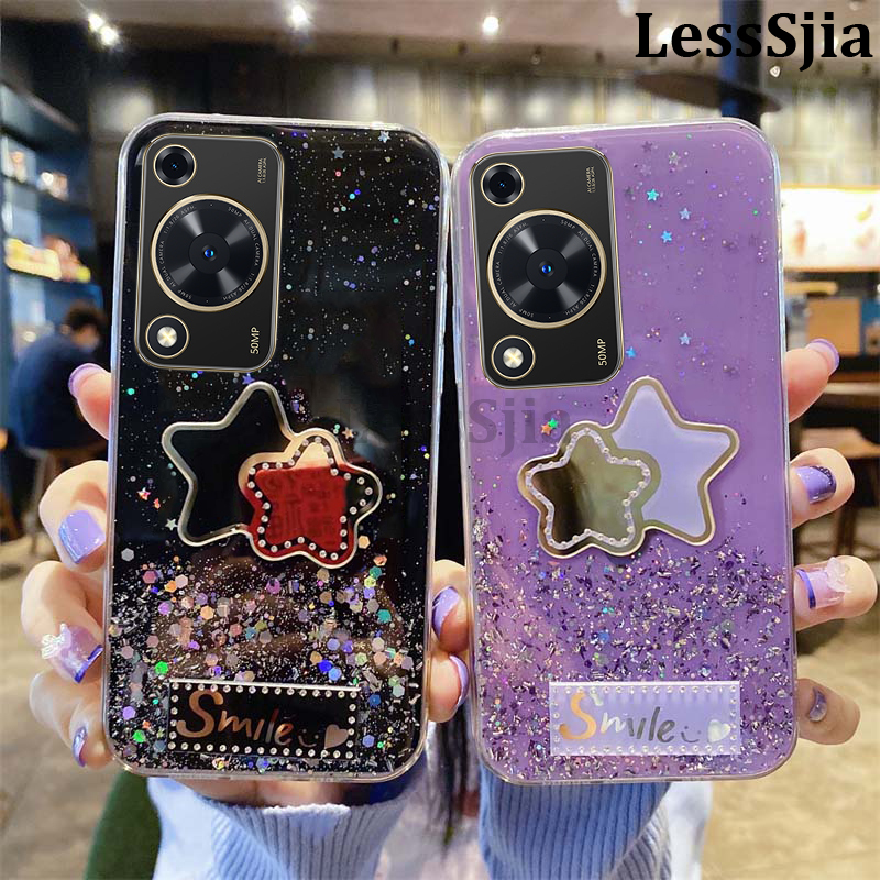 Phone Cases For Huawei Nova Y72 Back Case Shining Star Moon Soft Silicone Transparent Pentagram Mirror Fall Proof Girl For Huawei Nova Y72 Phone Casing. 