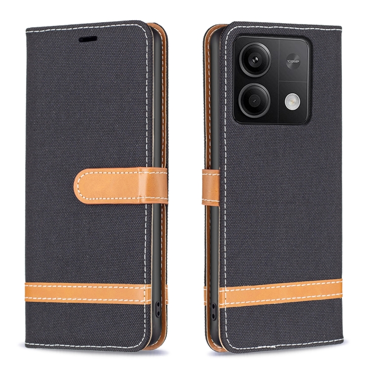 For Xiaomi Redmi Note 13 Color Block Denim Texture Leather Phone Case