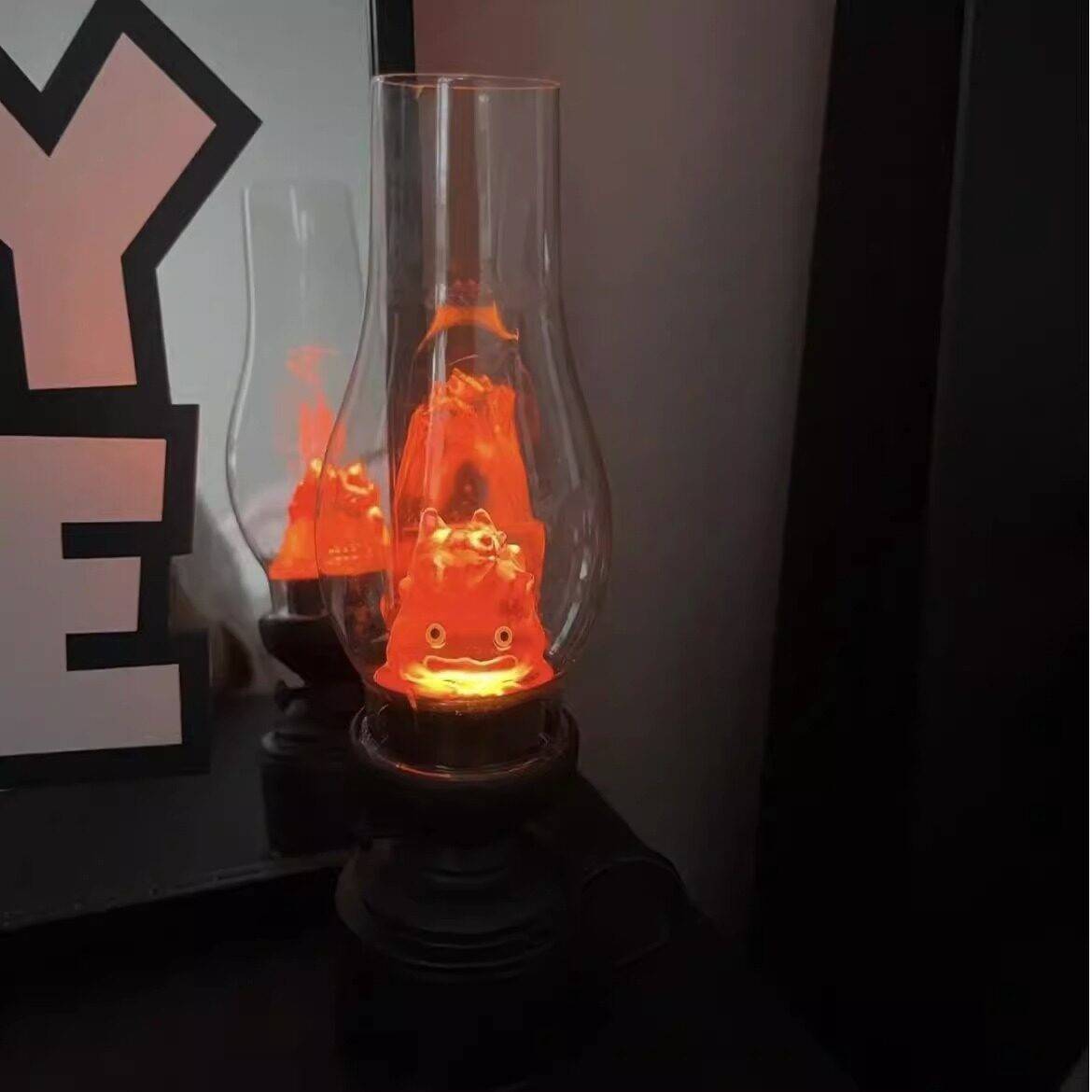 Yut Howls Moving Castle Calcifer Night Light Simulation Paraffin Lamp Home Decor Cartoon Candlestick Flame Ornament