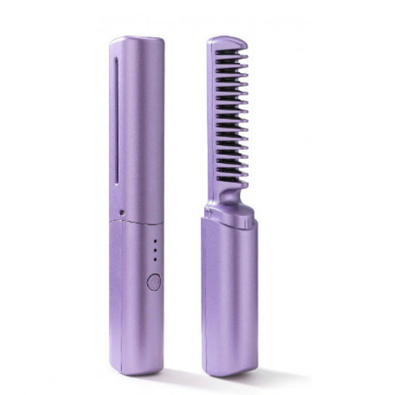 XiaoZhubangchu Hair Straightening Comb Wireless Hair Straightener USB Charging Portable Travel Curling and Straightening Combo