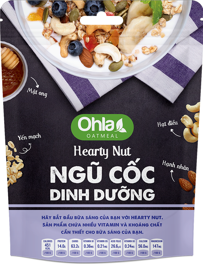 COMBO Bộ đôi năng lượng Hearty ( 1 NCDD Hearty 180gr và 1 Trái Cây Sấy Mix Hạt Hearty 100gr)