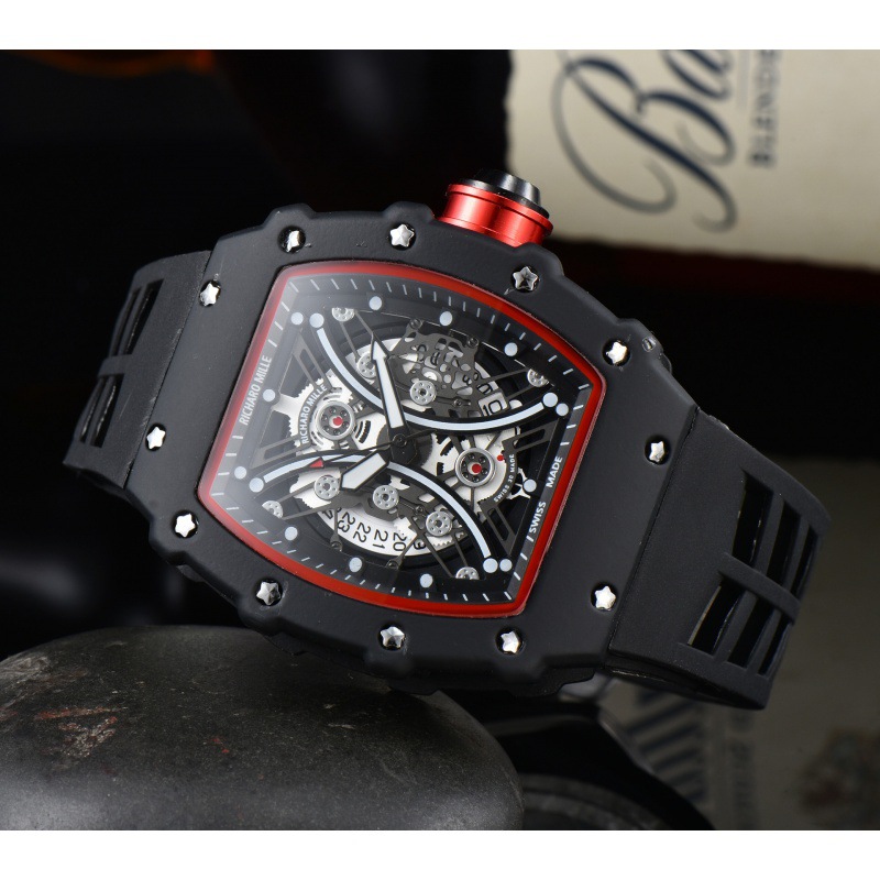 ⌚ 2024 Men's Rubber Band 3-Pin Second Quartz Running Ghost Head Richard Watch
