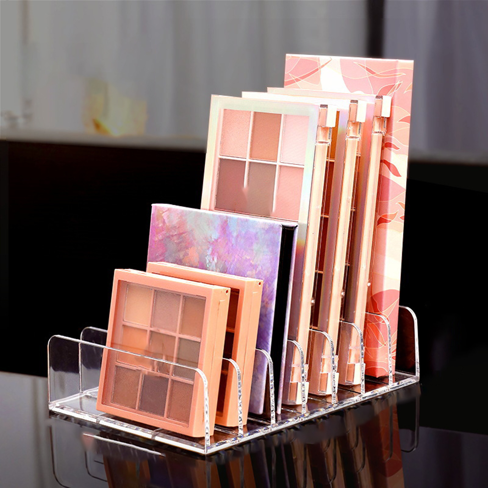 7 Cavity Multi-layer Storage Case Individual Grid Easy to Use Acrylic Makeup Storage Shelf for Home