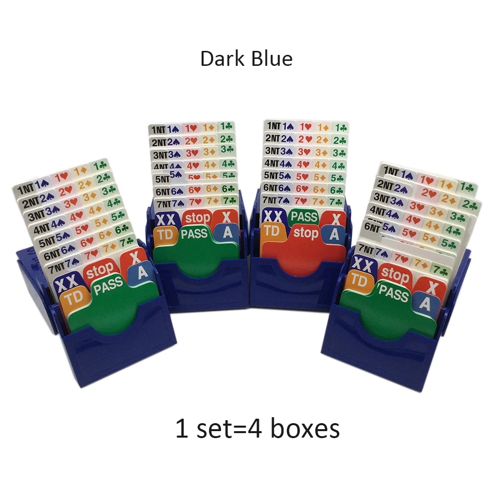 【Daily Deals】 Set of 4 Blue Bridge Partner Bidding Device Bridge Bidding Box with Bridge Playing Cards Official in Tournament Texas Holdem