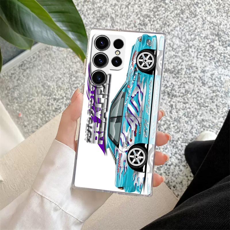 Japan Tokyo JDM Drift Sports Car Phone Case For Samsung Galaxy S24Ultra Cover S24 S23 Ultra S22 S20 Plus S21 FE Clear Case Funda. 