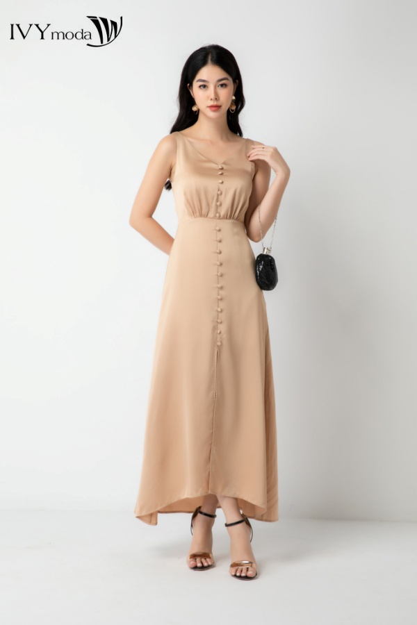 [TỪ 15-19.1|VOUCHER 150K] Đầm lụa cổ tim IVY moda MS 41M6679
