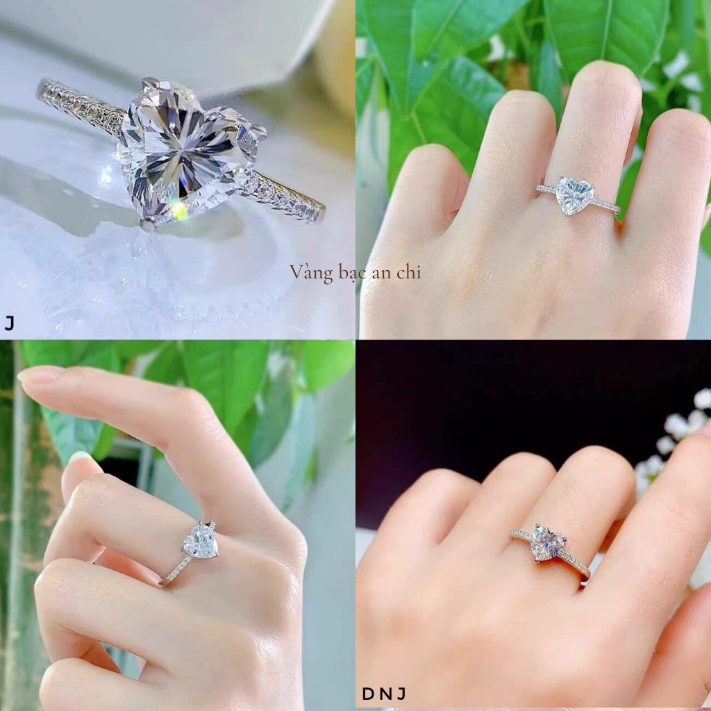 Nhẫn bạc đính đá trái tim