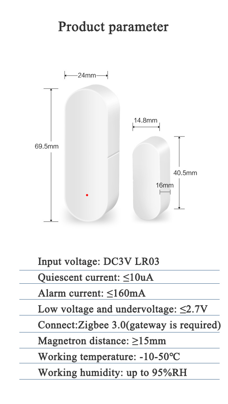 E Life Smart Store Tuya Smart Zigbee Door Window Sensor Smart Door Open/Closed Detectors Security Alarm System Smart Life App Remote Control for Smart Home A Burglar Alarm Automation Remote Control Works For Alexa Google Home