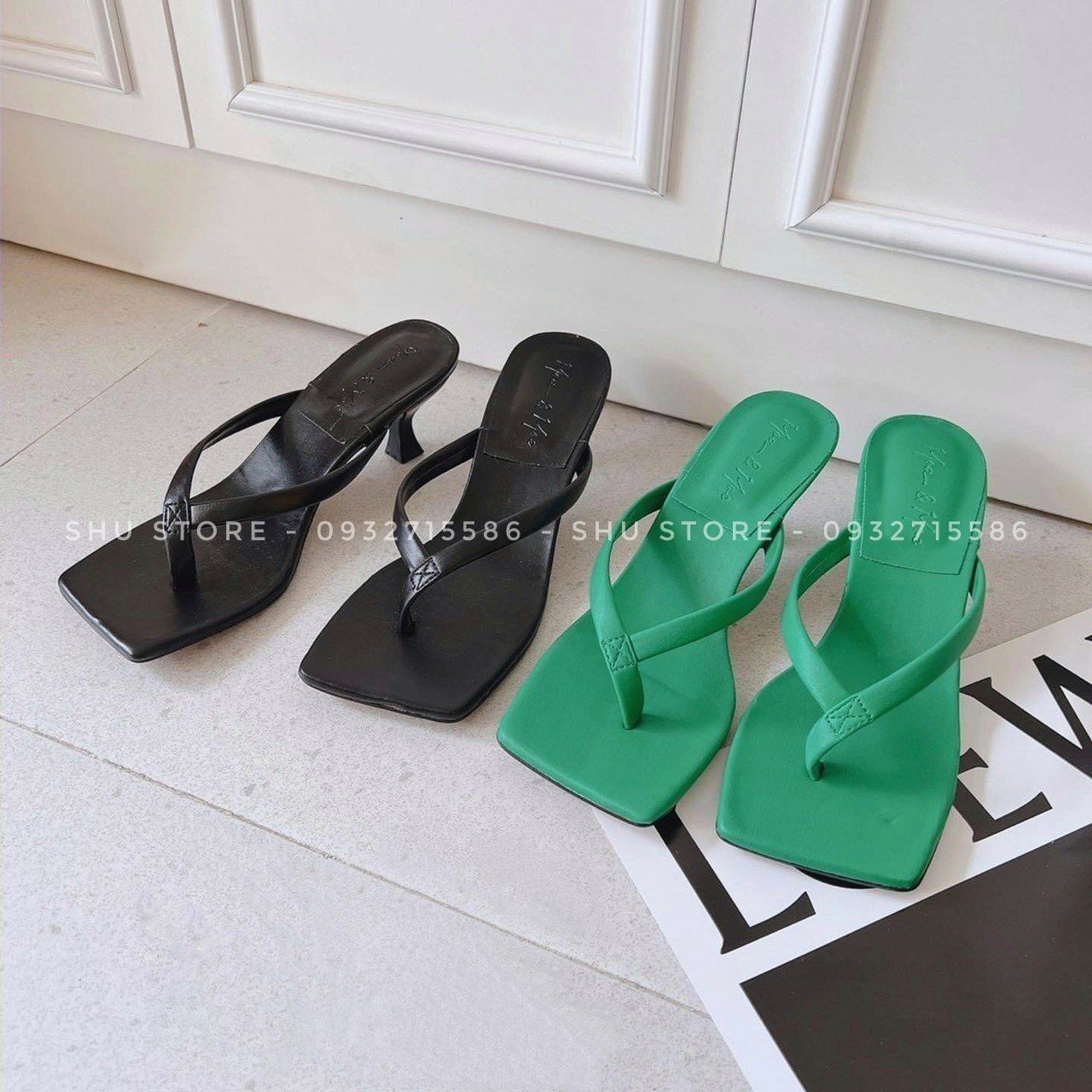 Guốc nhọn kẹp mũi vuông - guốc thời trang nữ shu store