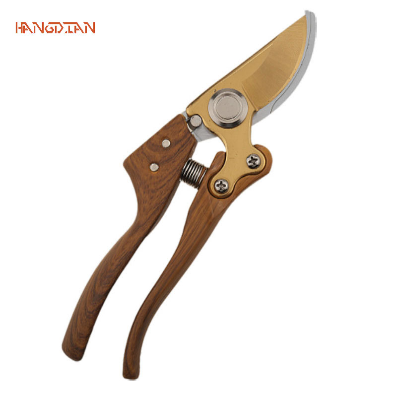 Wood grain handle pruning scissors Garden scissors Bonsai pruning scissors Flower branch thick branch gardening scissors