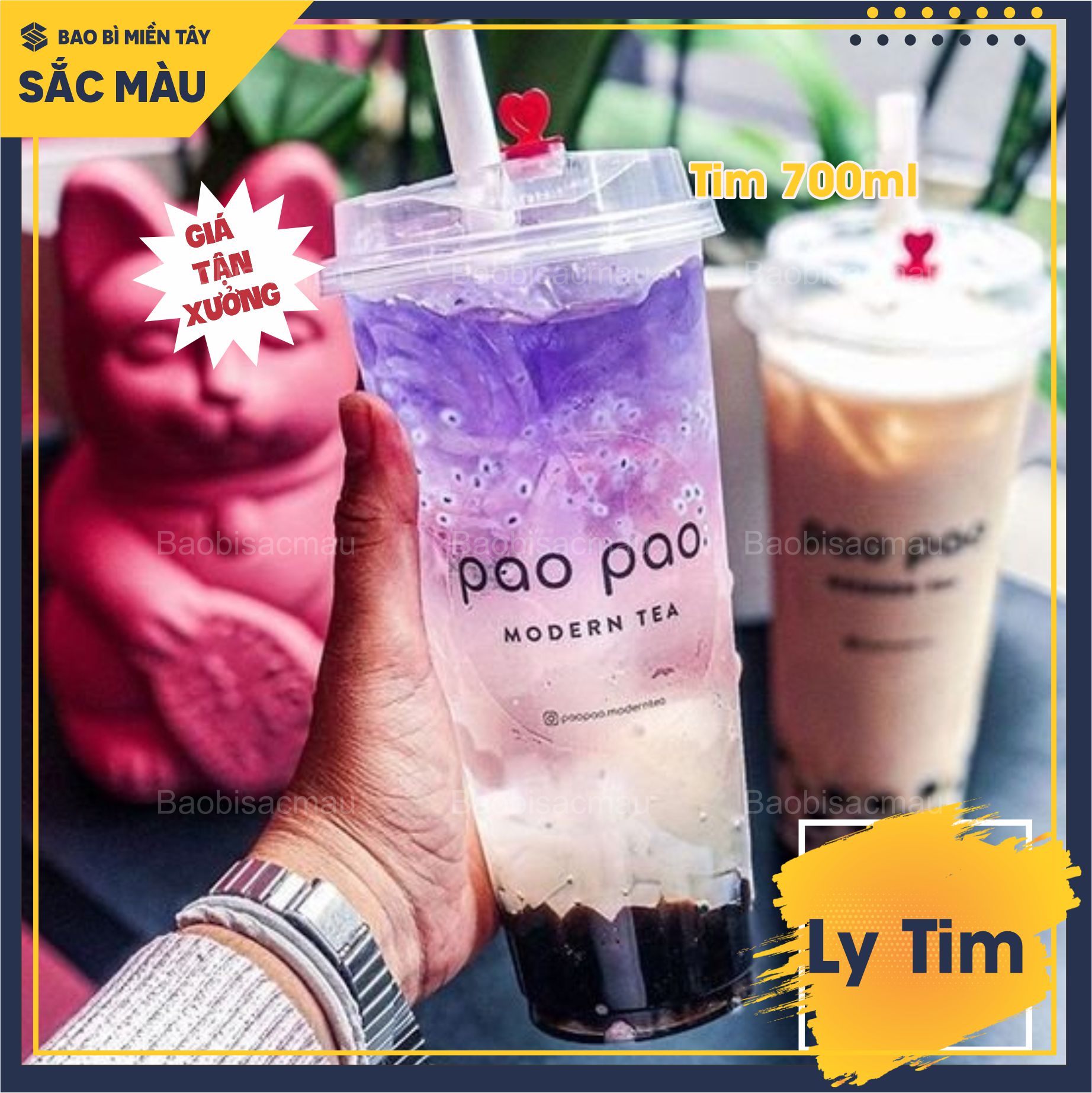 Sỉ 50 cốc/ ly nhựa tim 500ml và 700ml