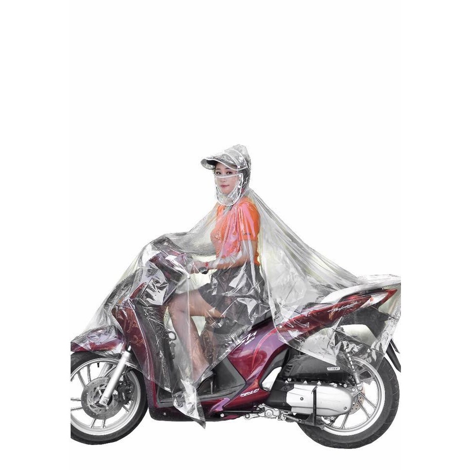 Áo mưa trong suốt 1 đầu có che mặt
