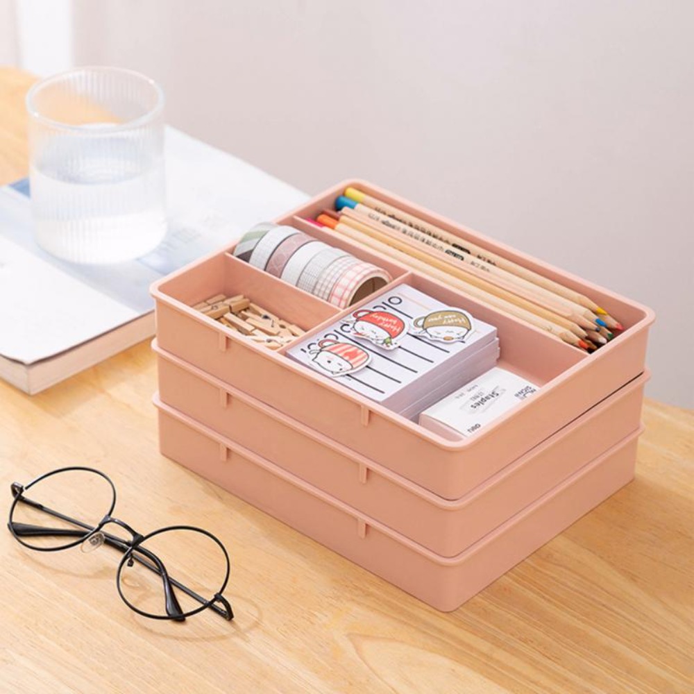VITANG 1Pcs 4 Grids Household Cosmetics Makeup Dustproof Dirt-proof Multi-cell Makeup Organizer Drawer Organizer Cosmetics Container Storage Box