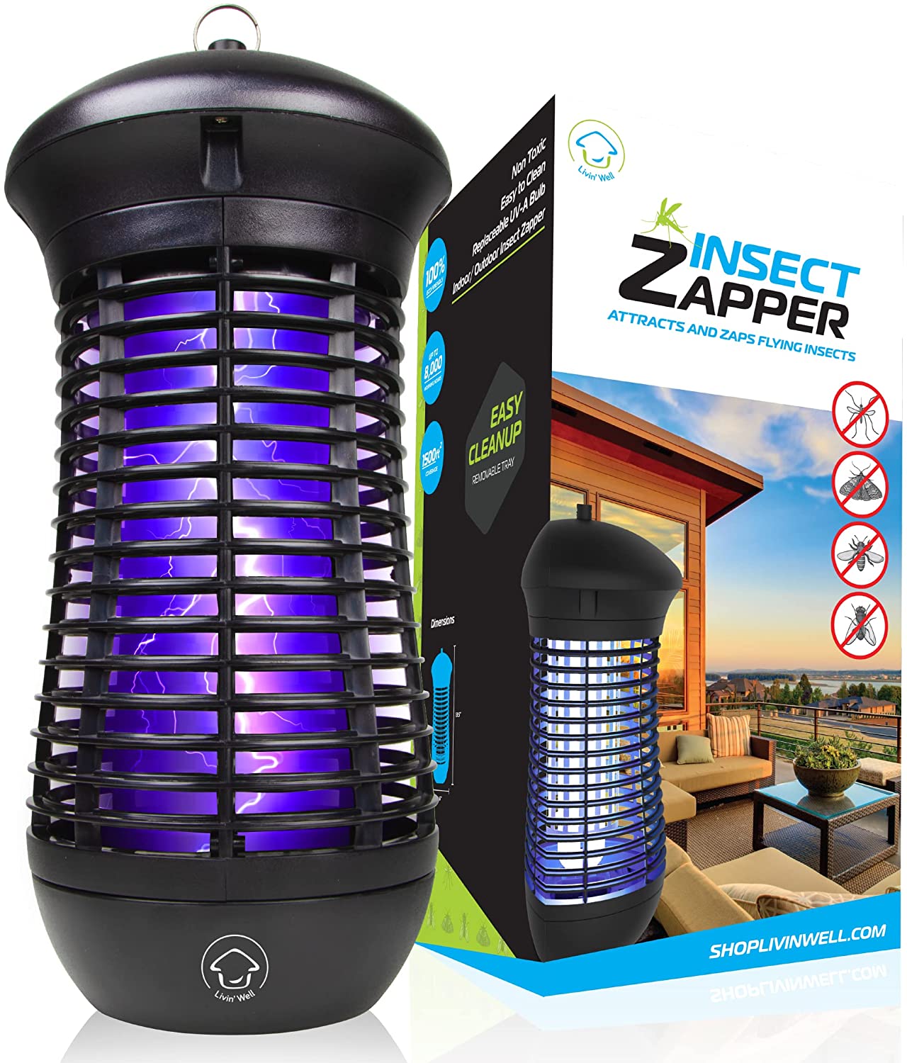 4000V High Powered Electric Mosquito Zapper, Fly, Mosquito Trap with ...