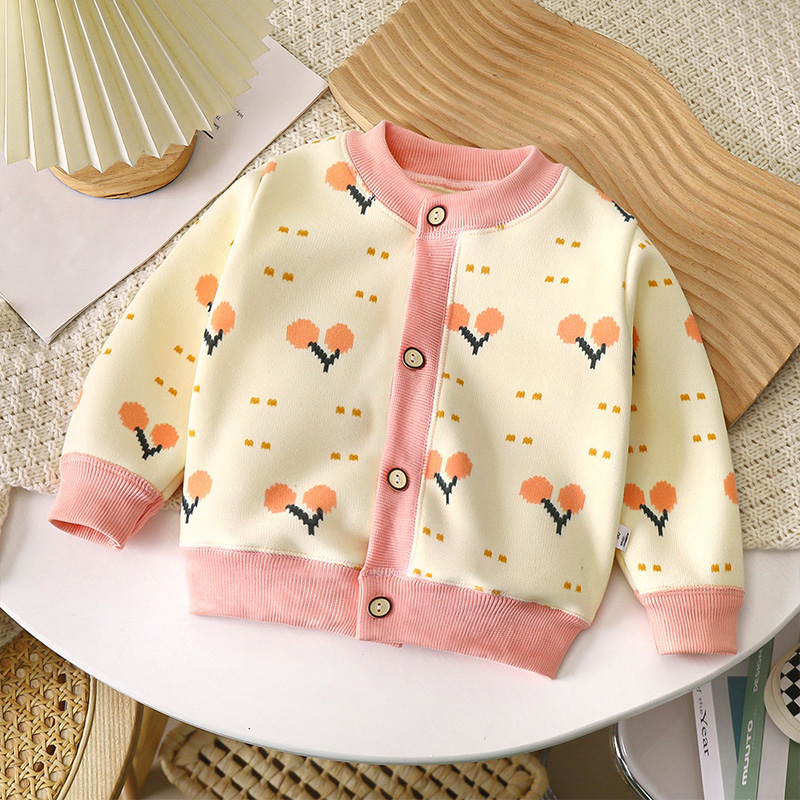 Insular Children's Sweater Girls' Sweater Boys' Sweater Knitted Jacket Warm Cardigan Korean Style Fashion Thickened Children's Jacket