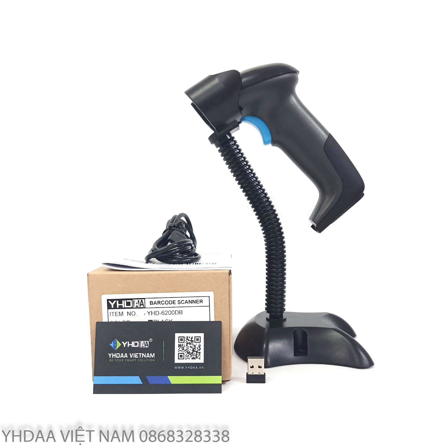 Máy quét mã vạch Bluetooth YHD 6200DB 2D, Máy đọc mã vạch Barcode(1D) Qrcode(2D) kết nối Bluetooth/ USB/ Có dây, Đầu đọc mã vạch 1D 2D dùng trên Điện thoại, Ipad, Máy tính, Laptop