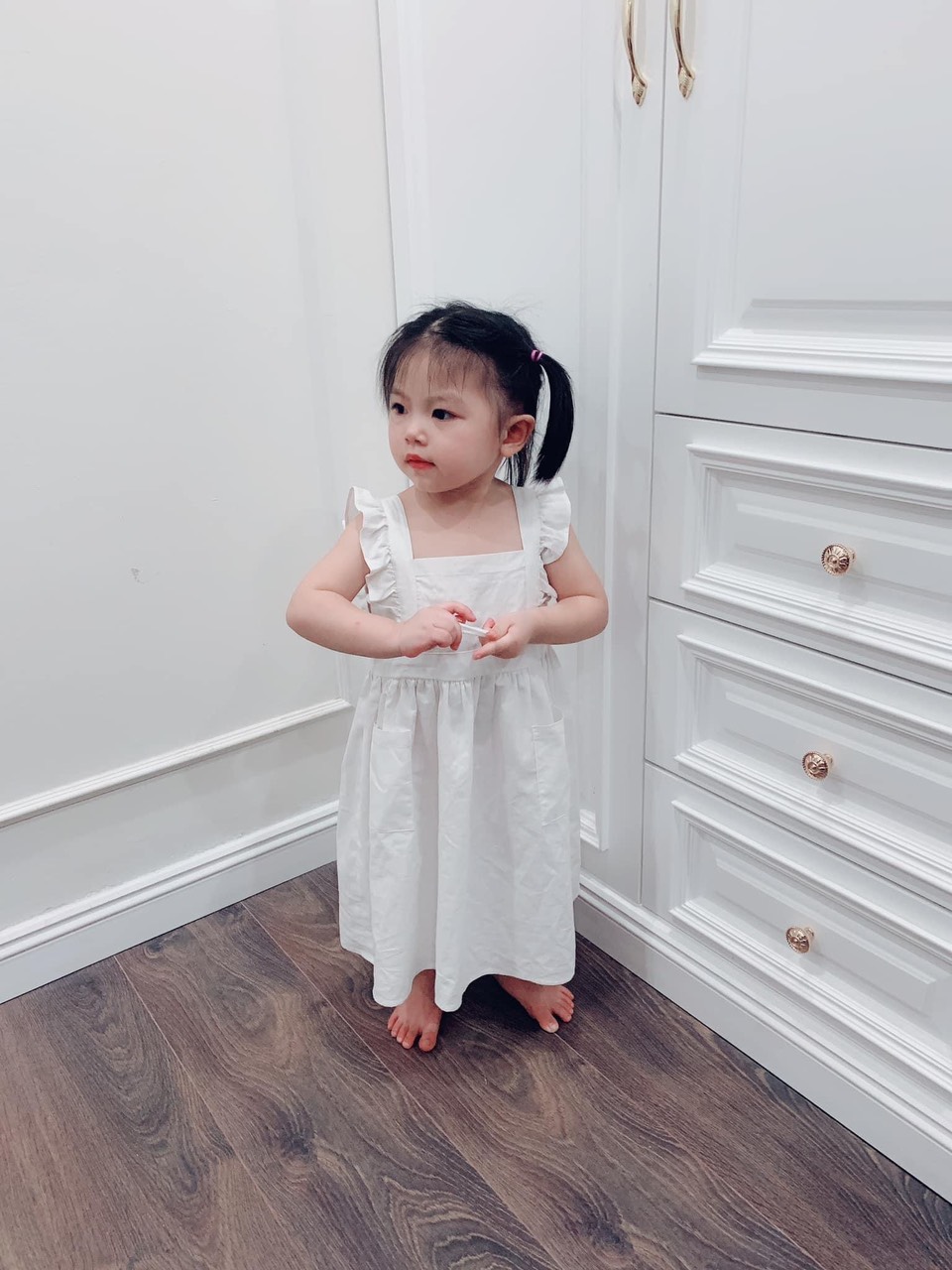 Váy Đầm Thô Trắng ZARA Tay Bồng