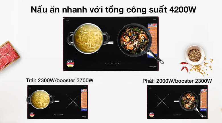 Bếp từ đôi Kocher DI 808GE nhập khẩu Đức