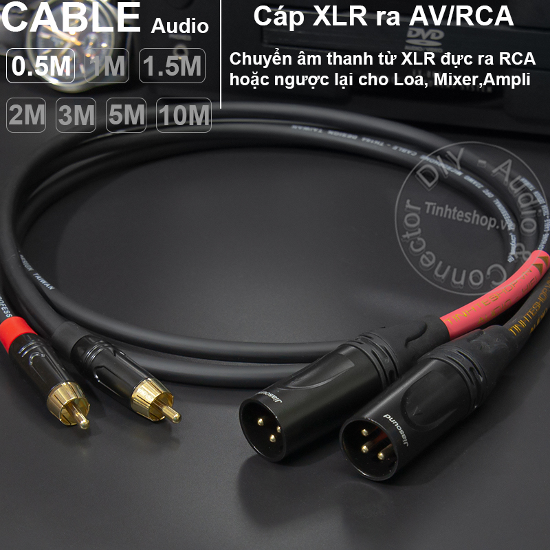 XLR male to RCA cable 2 wire DIY 0.5M to 10M