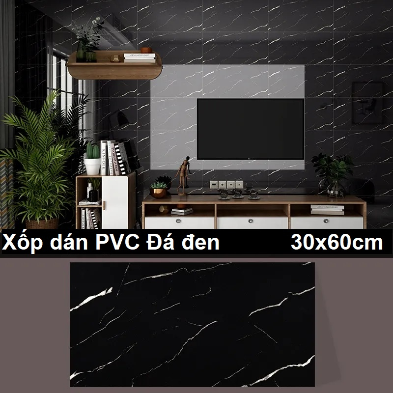 50 miếng xốp dán tường pvc 60x30cm vân đá cẩm thạch chống thấm nước chống ẩm 2024