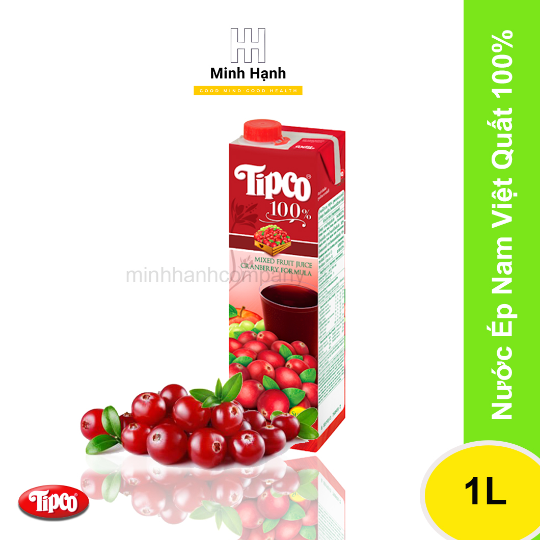 Nước Ép Trái Cây Nam Việt Quất 100% Tipco Nhập Khẩu Từ Thái Lan 100% Mixed Fruit Juice Cranberry Formula Grape Apple Cranberry