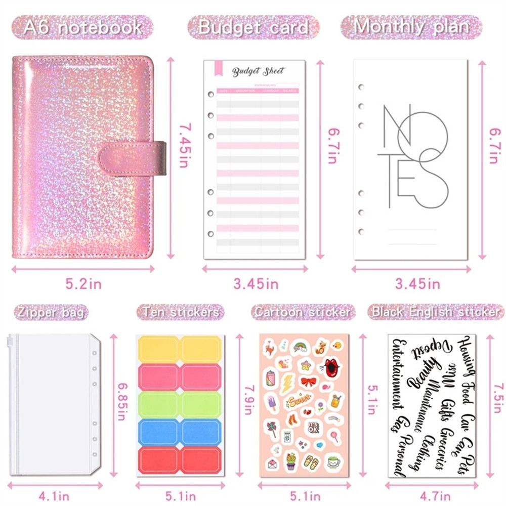 Bunsb hóa đơn tổ chức văn phòng 6 lỗ tiền mặt phong bì tiền tiết kiệm chất kết dính Túi vở bìa cứng Chất kết dính Ngân Sách ngân sách kế hoạch máy tính xách tay tiền mặt cuốn sách
