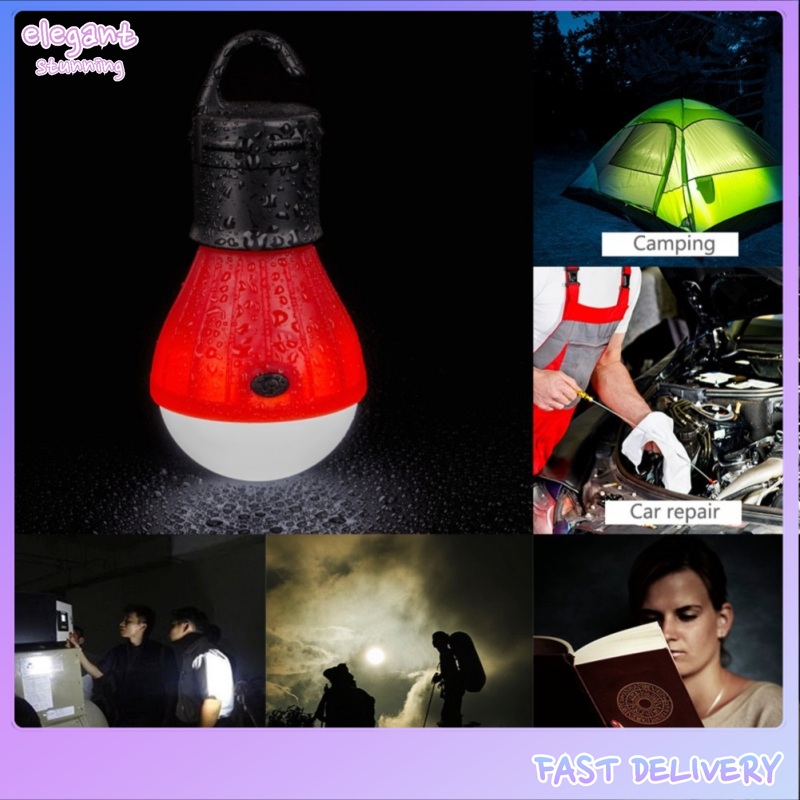 elegantstunning Mini Portable Camping Light Waterproof Tent Light Emergency Lamp Flashlight With Hanging Hook 5188