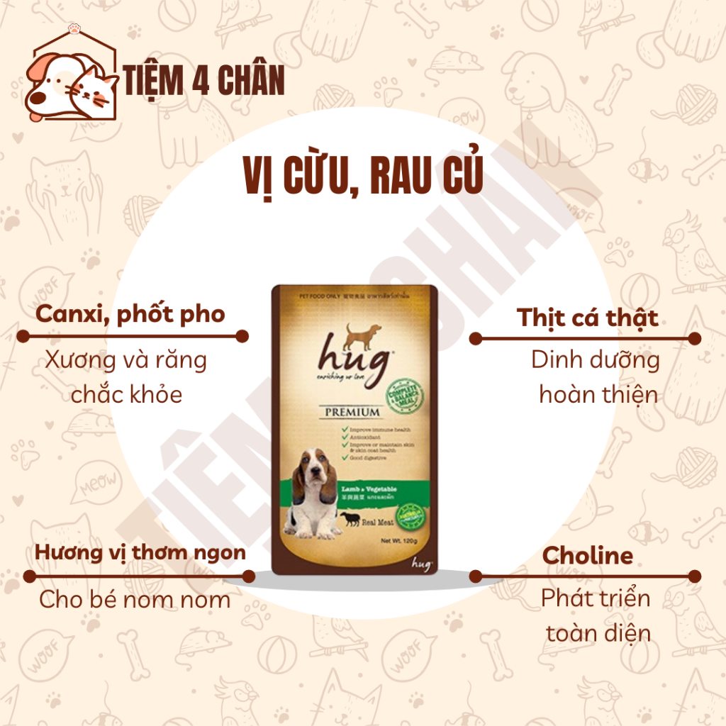 (120g) Thức ăn ướt Pate Hug cho chó các vị