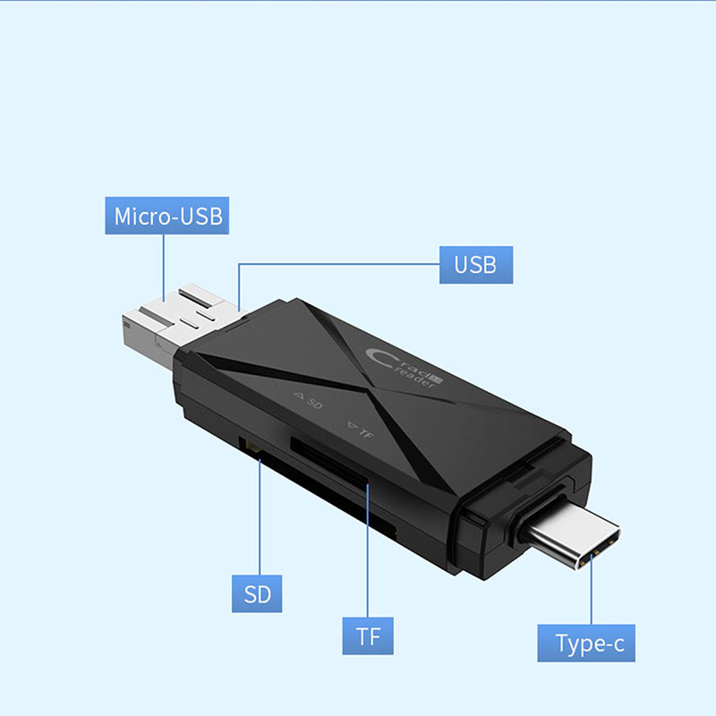 Micro USB OTG Card Reader 3 In 1 USB-C 2.0 Universal TF SD Read Plug For Mobile Phone PC Mac Computer Adapter. 