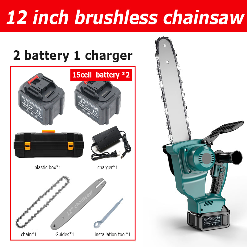 12 inches cordless chainsaw battery chain saw brushless mini electric hand saw for wood cutter