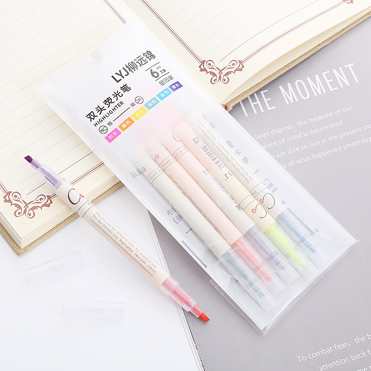 [Tặng Sticker] Set 6 Bút Dạ 2 Đầu 12 Màu Sắc Dễ Thương
