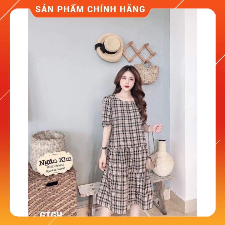 Váy bầu thời trang thiết kế chất lụa hoa freesize từ 45 đến 70kg